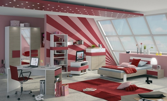 Dachgeschoss-Zimmer-Jugendzimmer-in-Rot