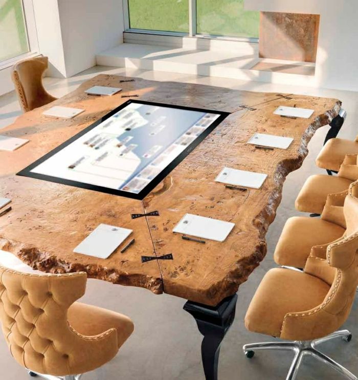 Designer Möbel Konferrenzraum Tisch eingebaut LED-Fernseherschirm