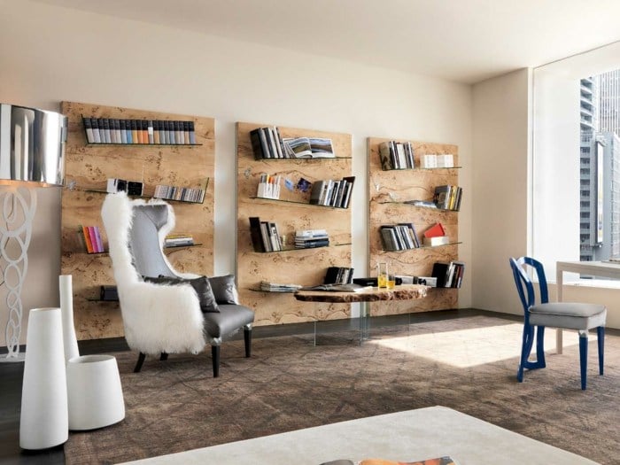 Designer Möbel Wohnzimmer einrichten Wandregal Treibholz System