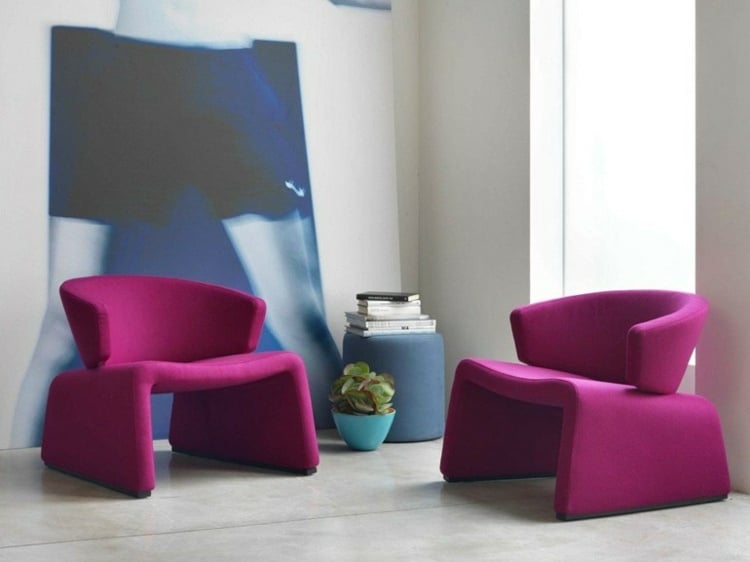  Sessel rosa Farbe moderne Konstruktion Wohnzimmer Wohnideen