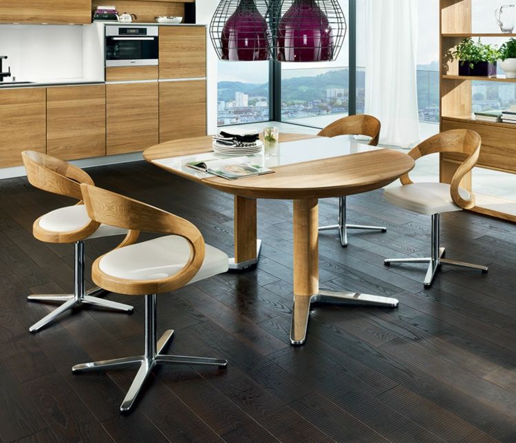 Esstisch Stühlen Rundtisch Eiche ausziehbar moderne Wohnküche