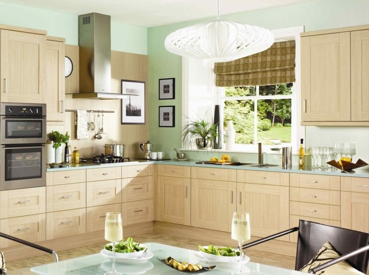 Farbe-Küche Lindgrüne Wand Ideen Bilder