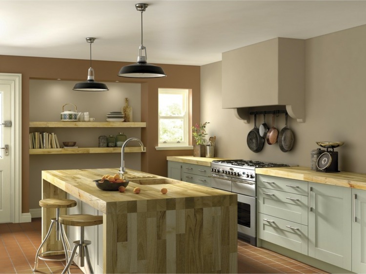Farbe-Küche beige Teracotta Farben moderne rustikale Möbel