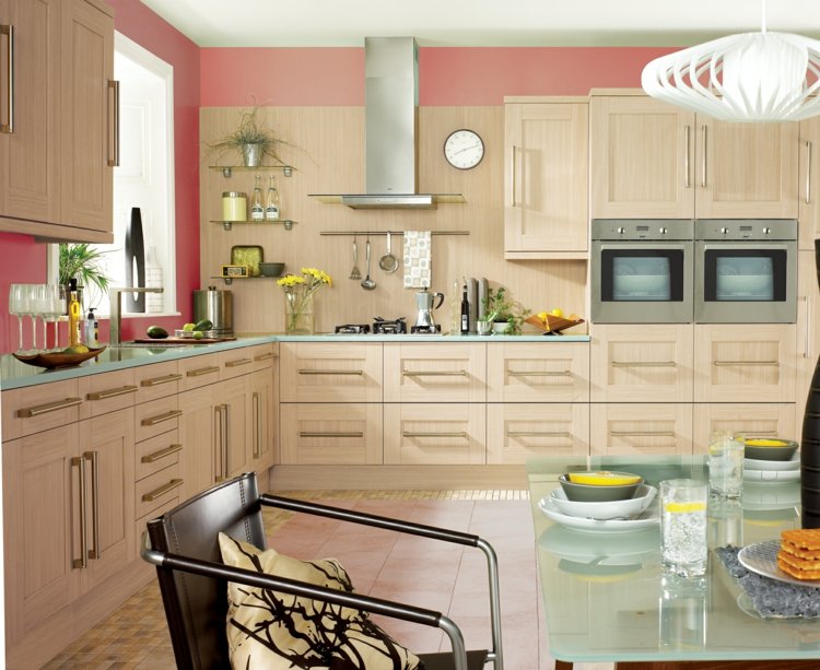 Farbe-Küche rosa Pastell Wand streichen Ideen