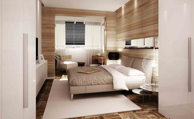 Ideen Schlafzimmer modern Jalousien Vorhänge schwarz weiß