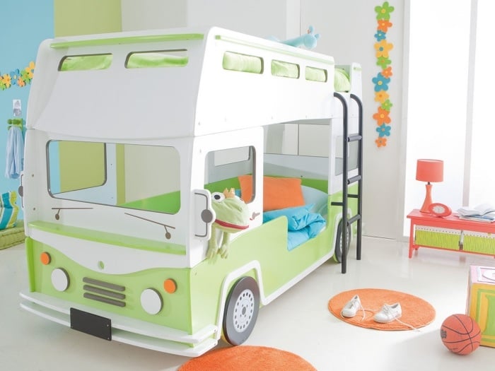 Kinderbett-Auto-Etagenbett-Autobus-Kinderzimmer-Spielbett