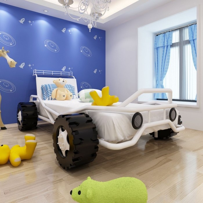 Kinderbett-Juniorbett-Jungenzimmer-Rennwagenbett-spassig
