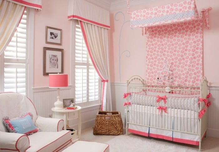Kinderzimmer-Vorhänge-Babyzimmer-Mädchen-wände-rosa-streichen