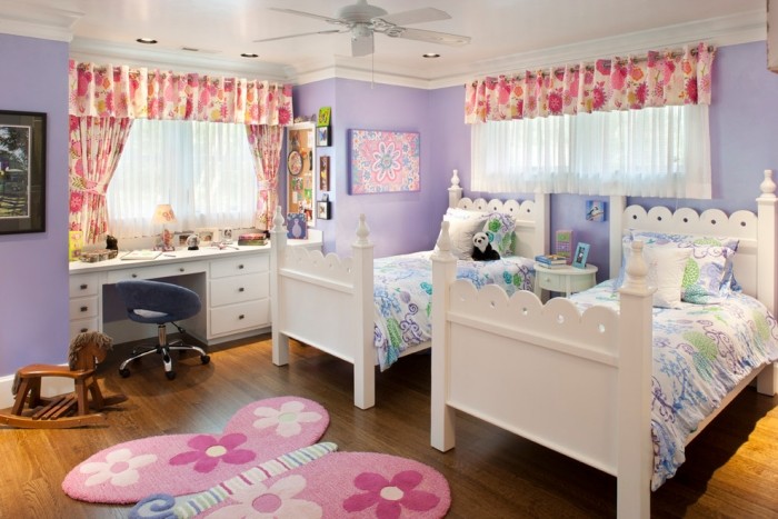 Kinderzimmer-Vorhänge-Gardinen-Mädchenzimmer-Wandfarbe-Lila