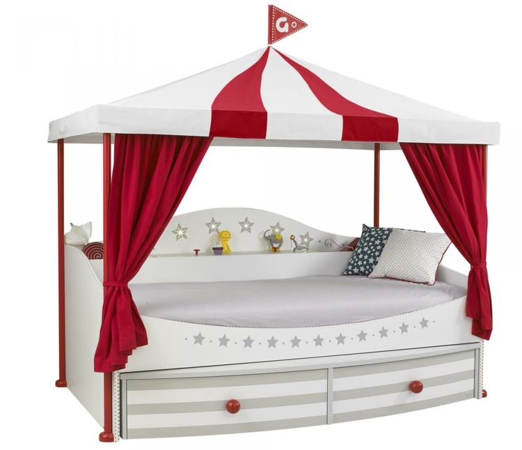 Kinderzimmer komplett gestalten Bett Bettkasten weiß Sterne Wandsticker