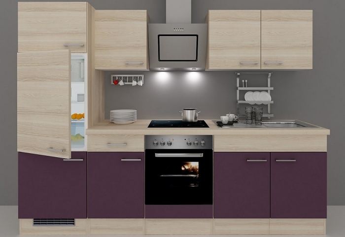 Küchenzeile-Portland-Elektrogeräte-Set-Unterschränke-Türen-farbig