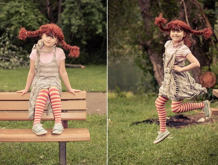 Pippi Langstrumpf Kostüm Ideen süß kleine Mädchen