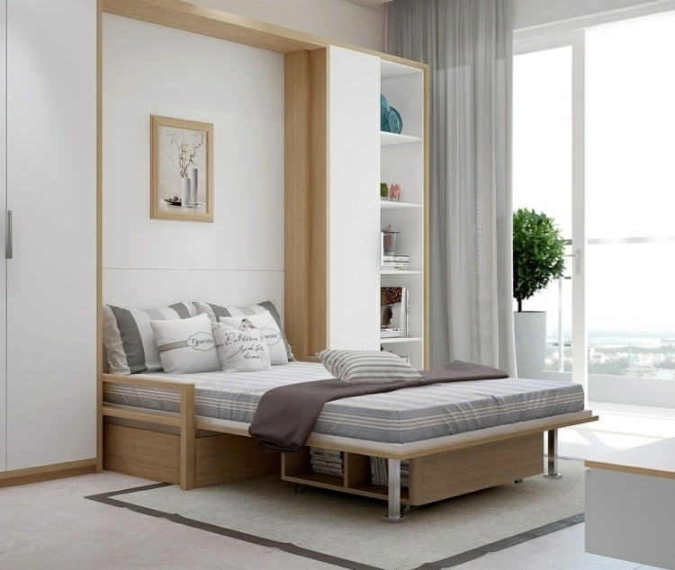 Schlafzimmer Design Ideen klappbares Schrankbett Holz