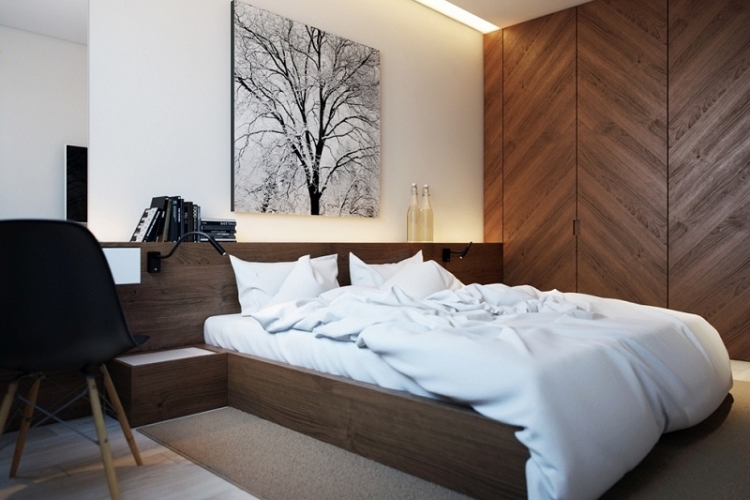 Schlafzimmer Ideen Holz Kleiderschrank Doppelbett