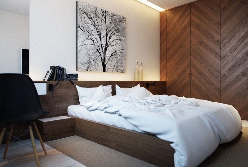 Schlafzimmer Ideen Holz Kleiderschrank Doppelbett
