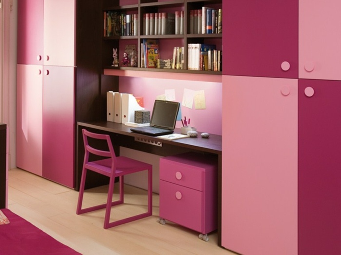 Schreibtisch Kinder Einrichtungsideen Mädchenzimmer rosa Farbe