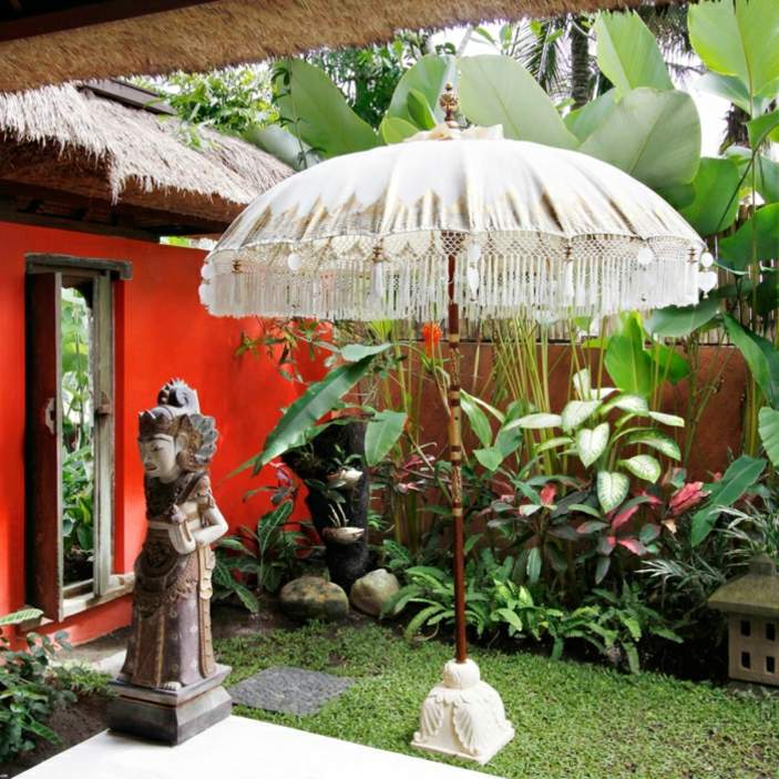 Sonnenschirm orientalisch bali stil Ideen Exotik Garten