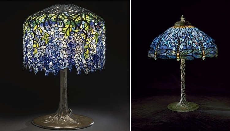 Tiffany Lampen klassische Beleuchtung Tischlampe Bronze Glass