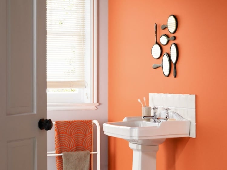 Wandfarben Badezimmer orange Wand Ideen