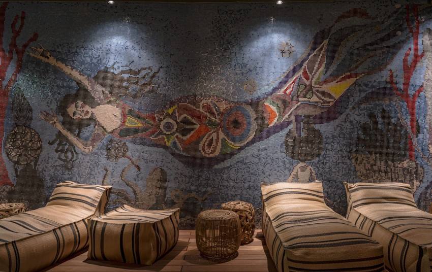 Wandgestaltung Tapeten Meerjungfrau Mosaikfliesen Spa