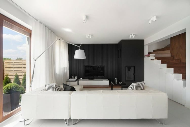 Wohnung Raumgestaltung schwarz weiß Wohnzimmer