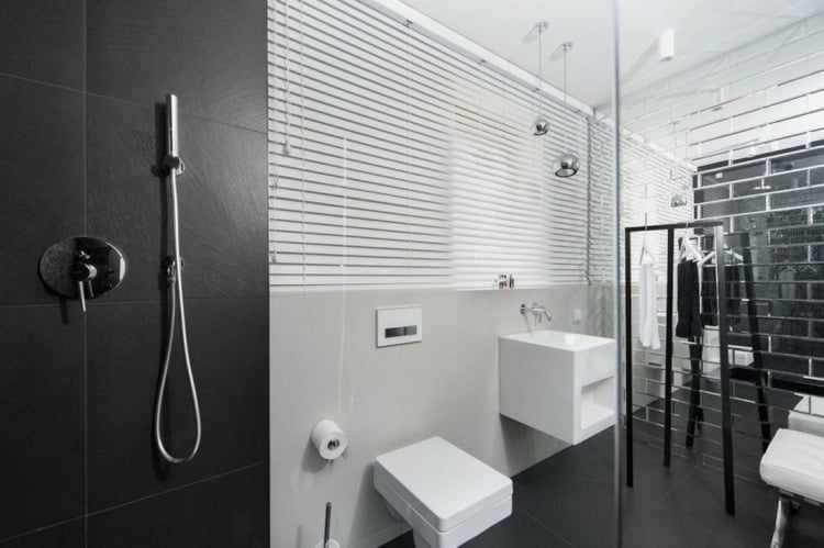 Wohnung Toilette gestalten schwarz weiß