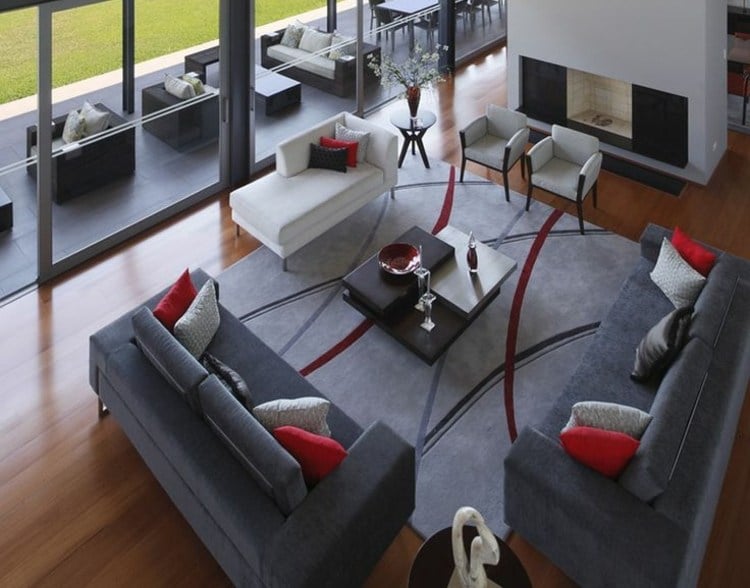 Wohnzimmer Teppich Dielenboden Sitzplatz Designer Möbel
