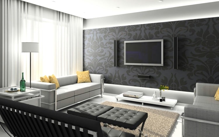 Wohnzimmer Wandgestaltung modern Tapeten Muster