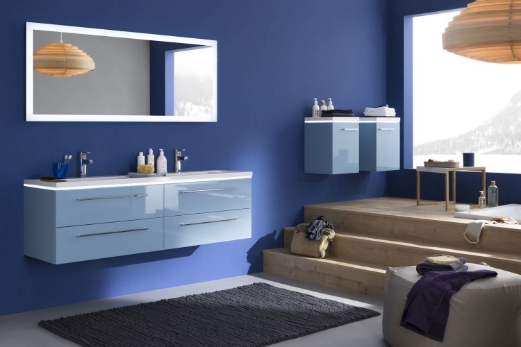 Badmöbel Set mit Doppelwaschtisch -hochglanz-blau-HALO-Sanijzra-Kohler