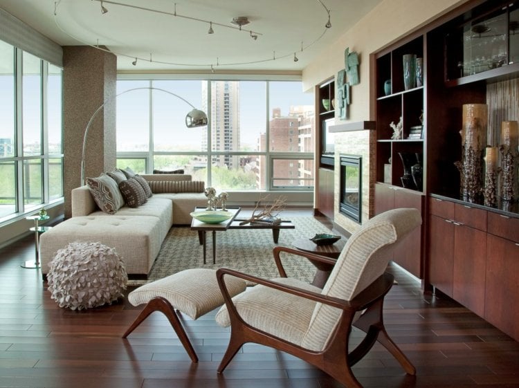 beispiele zum wohnzimmer einrichten ambiente gemuetlich holz stuhl modern