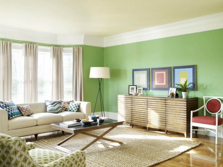 farbe fürs wohnzimmer wandfarbe gruen modern sideboard mobel komfort