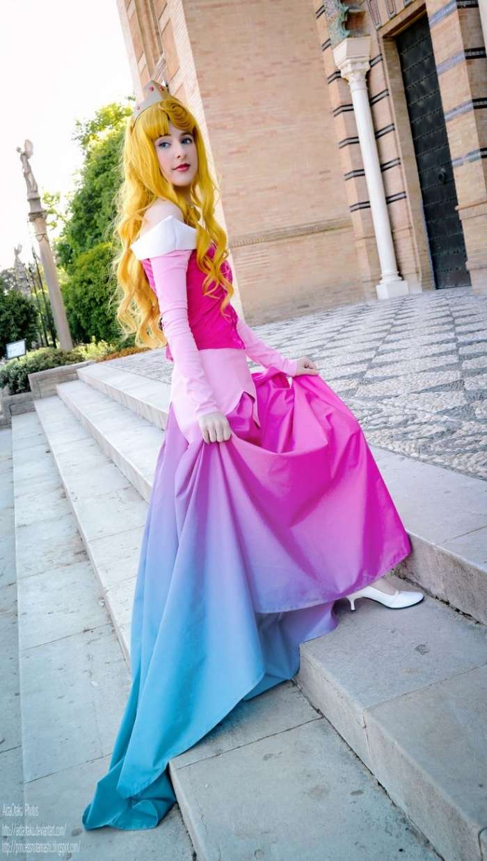 Fasching Disney Kostüme -prinzessin-aurora-blau-rosa-kleid
