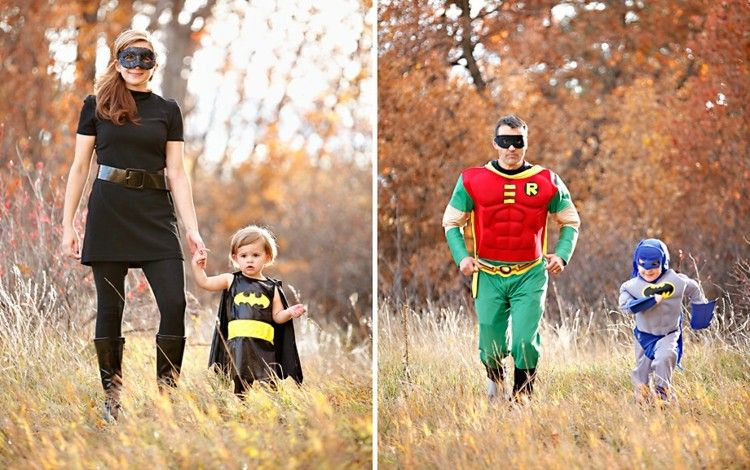 faschingskostüme 2015 familie-idee-superhelden-catwoman-batman-robin