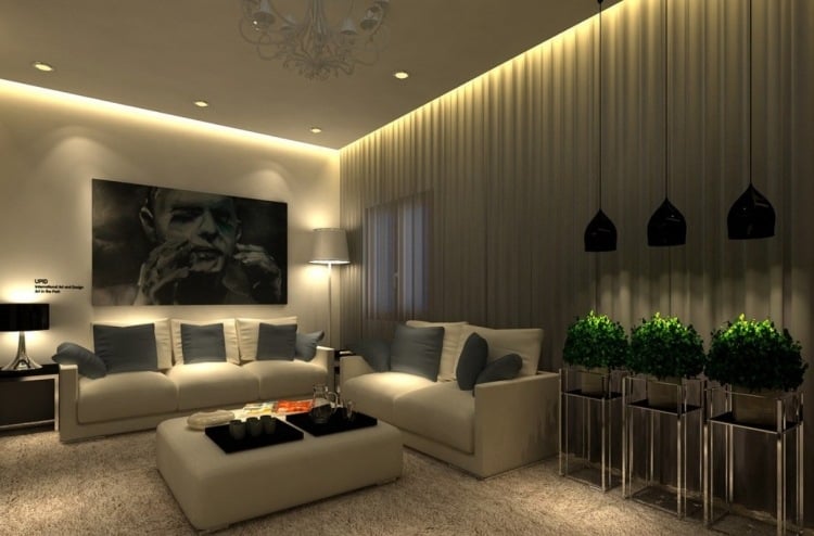 Beleuchtung im Wohnzimmer modern: 30 Ideen mit LED Licht ...