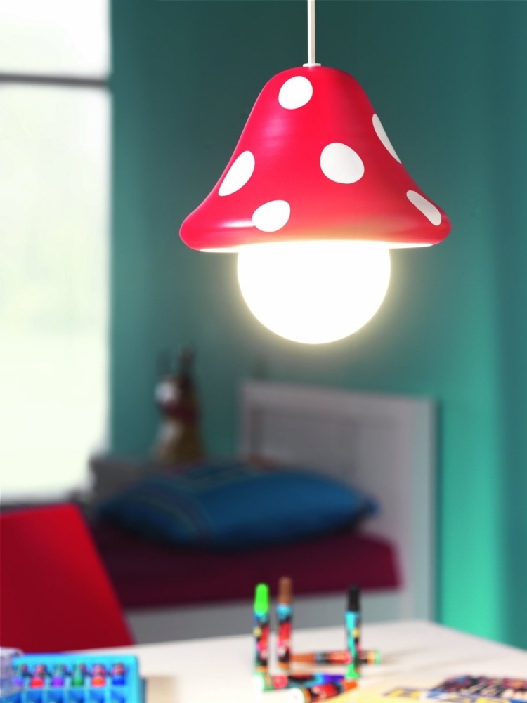 kreative kinderlampen Philips-pilz-rot-weiss-deckenleuchte
