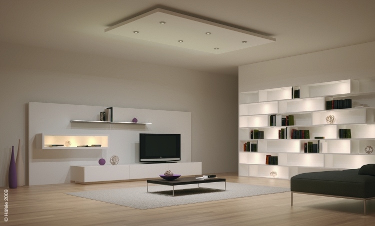 led-beleuchtung-wohnzimmer-ideen-tv-wohnwand-bucherregale