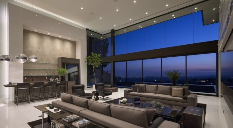 Luxus-Häuser Sunset-Strip-wohnbereich-panoramafenster