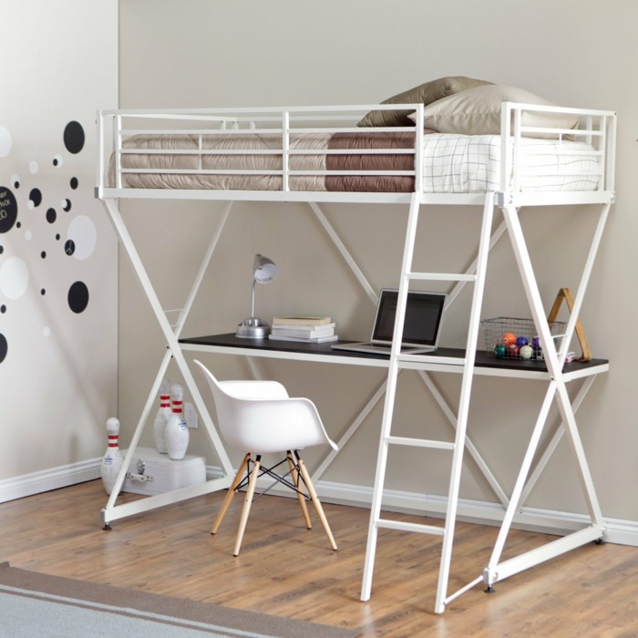 minimalistische-Ausführung-Hochbett-mit-Schreibtisch