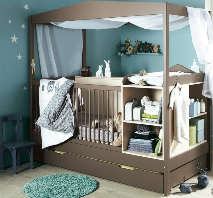 Himmel für Babybett modernes-Kinderzimmer-mit-Babybett-mit-Himmelstange