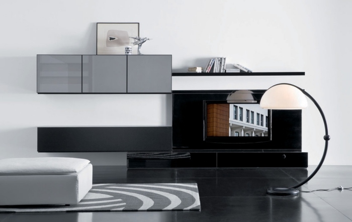 modulare-moderne-Wohnwand-wohnzimmer-Sideboard-grau-schwarz