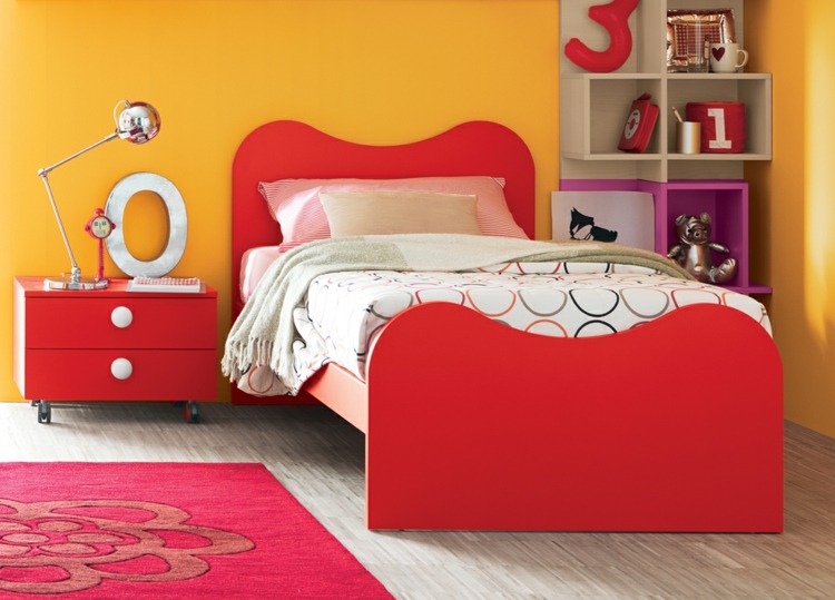  Kinderbetten Mädchenzimmer Rot Orange einrichten