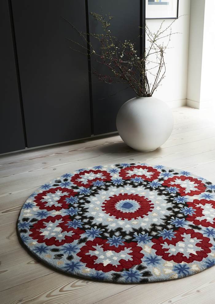 runde Teppiche Wohnung skandinavischer Stil einrichten Ideen
