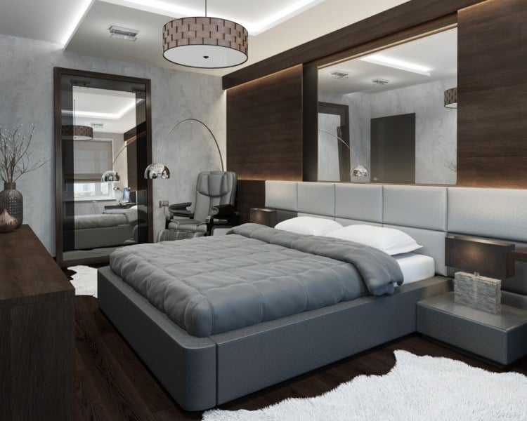 schlafzimmer-farbideen-grau-braun-indirekte-led-beleuchtung-deko