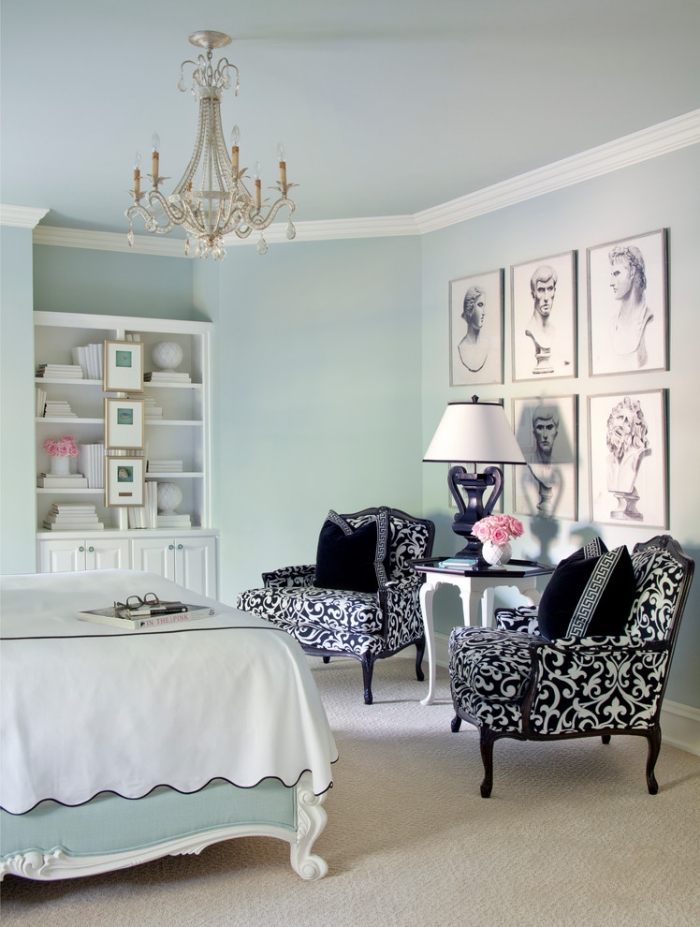 weiße-deckenleiste-Schlafzimmer-Farben-Ideen-klassische-möbel-mit-schnörkel