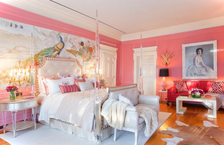 Wohnideen für die Farbe pinke-wand-schlafzimmer-klassisch-modern