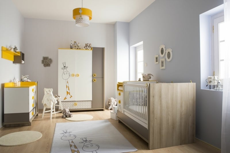 Babyzimmer komplett Möbel Wickelkommode Kleiderschrank zwei Türen Wandsticker