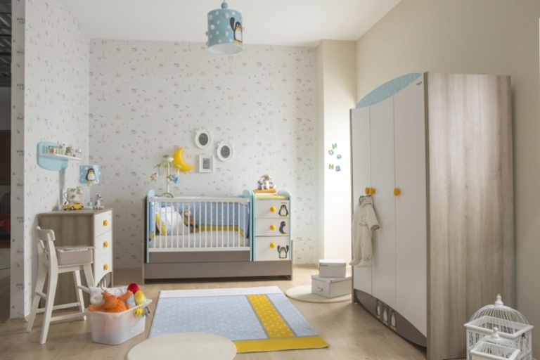 Babyzimmer komplett Möbel Kleiderschrank Babybett mitwachsend Schubladen