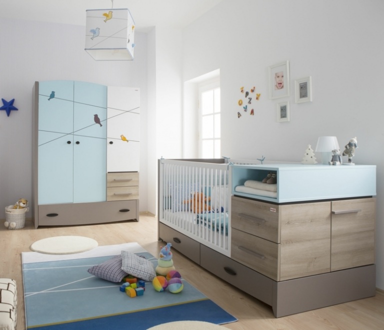Babyzimmer komplett Möbel Kleiderschrank verwandbares Junior Bett Wickelaufsatz