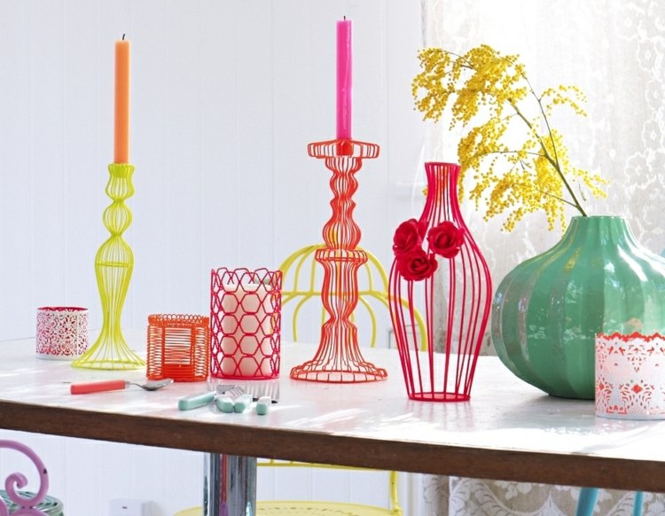 Basteln Frühling Ideen alte Kerzenhalter Vasen aufpeppen neu färben