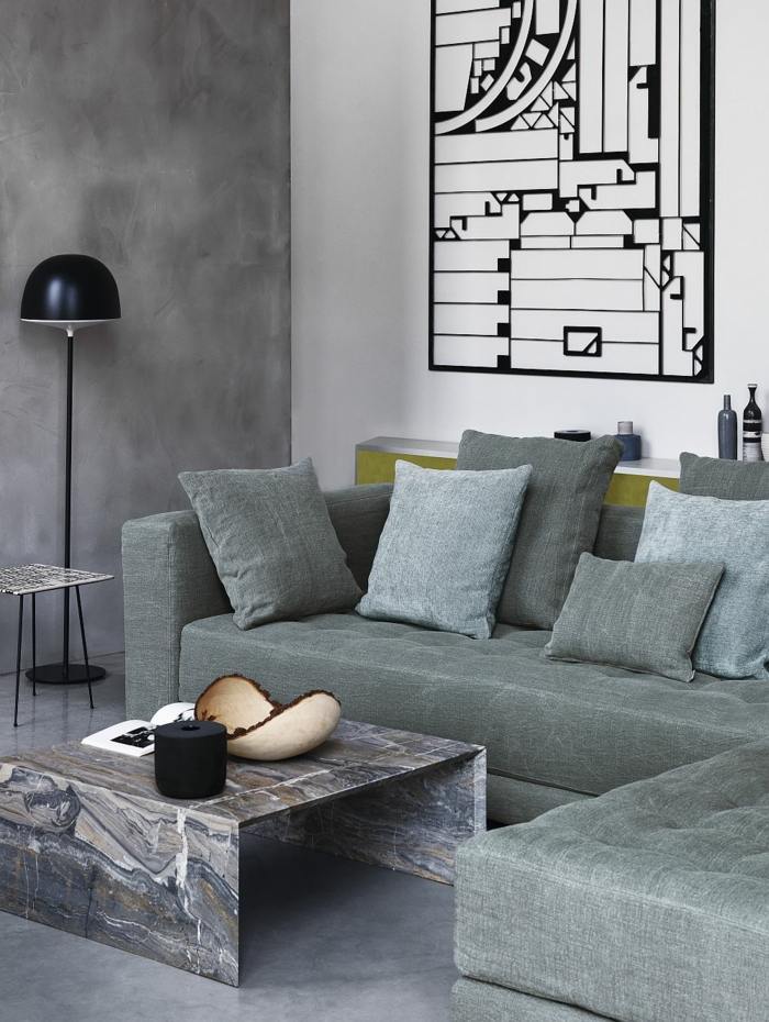 Doze Modular sofa italienisch flou design blaugrau couchtisch stehlampe